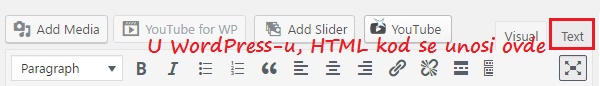 Unos HTML koda